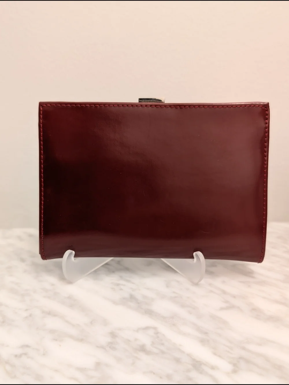 Nine West Burgundy Leather Wallet with Gold Kisslock